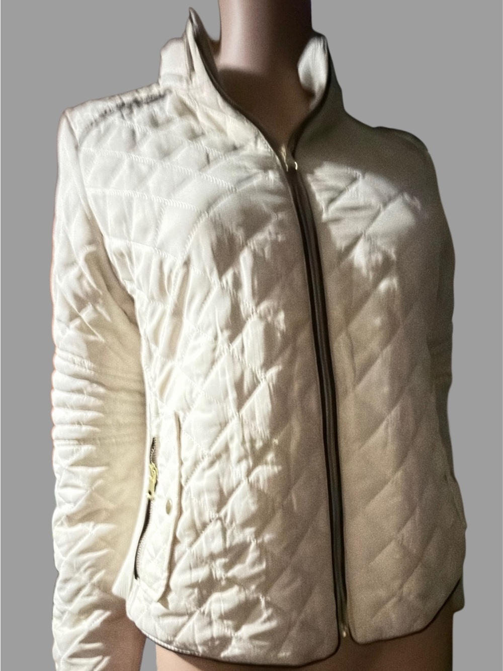 Love Tree Cream Quilted Zip-Front Puffer Jacket